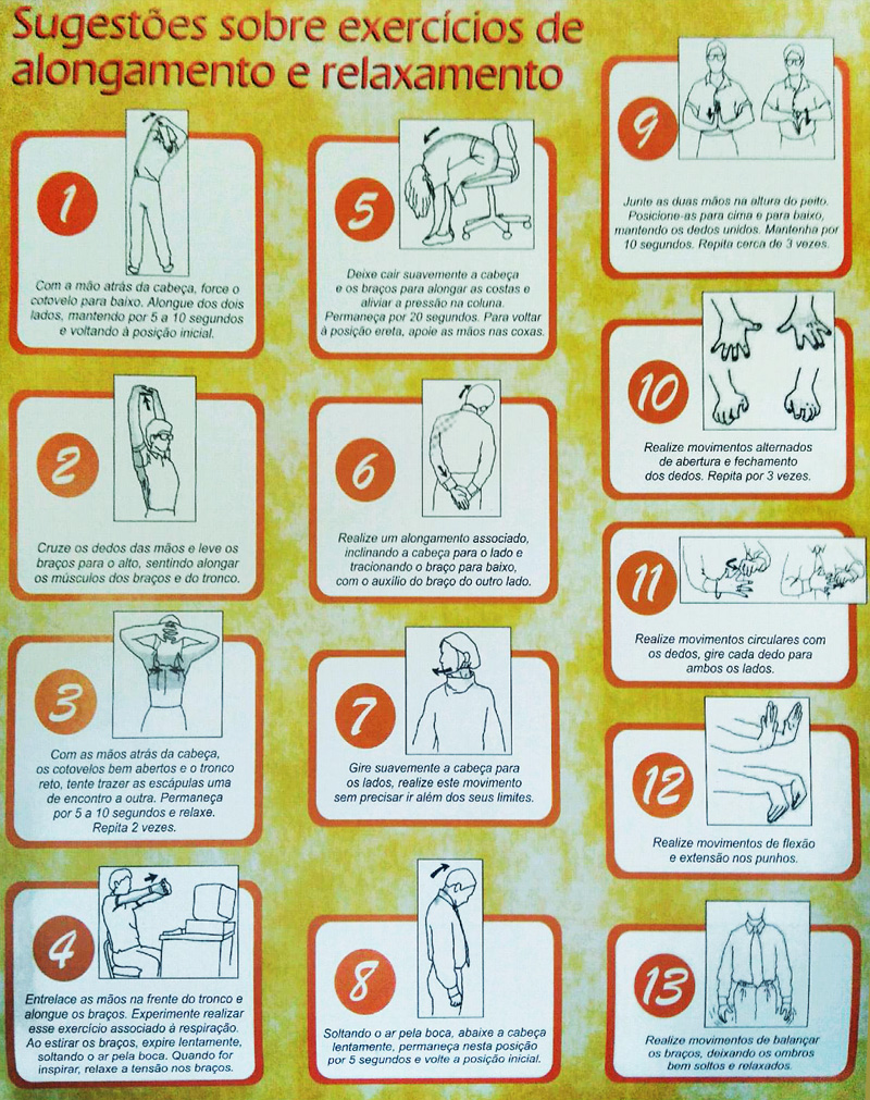 sugestão sobre exercicios de alongamento e relaxamento