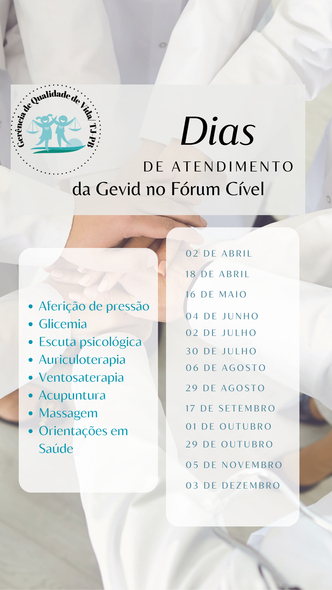 dias de atendimento da gevid no fórum cível