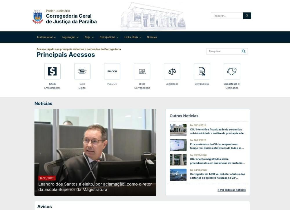 Corregedoria-Geral de Justiça da Paraíba lança nova versão do seu portal
