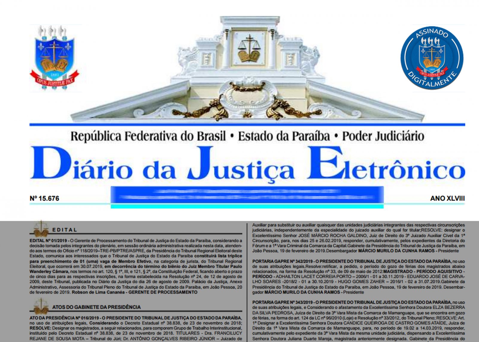 Diario da Justi a 29-05-2001 - Tribunal de Justiça da Paraíba