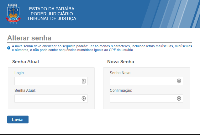 Tela de Alteração de Senha