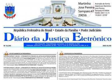 Capa do Diário da Justiça