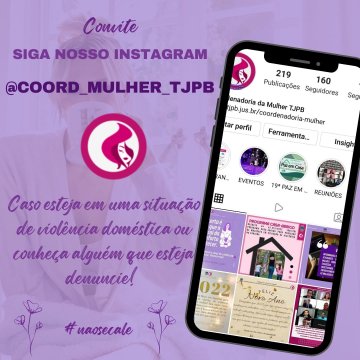 Arte com instagran da coordenadoria da mulher 