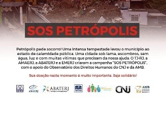 Banner de campanha solidária a Petrópolis 
